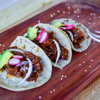 Jackfruit tacos with mole at Jackfruit Mexico Farm in Chiquila