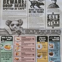 Menu page 1 at Cafe 63 in Yeppoon