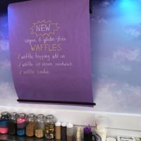 Signage for waffles at Cookman Creamery in Asbury Park