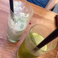 Vegan Salty Vanilla Matcha & Basil Soda  at IVY Bistro & Café in Hamburg