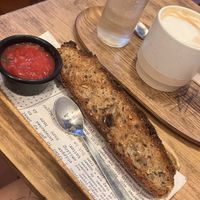 1/2 toast with tomatoes  at Cafelito in Madrid