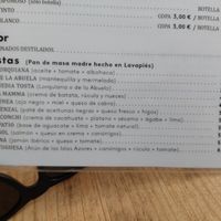 Menu / toasts at Cafelito in Madrid