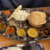 South-Indian thali (#307): very good! It has different flavours and some items are very spicy  at Krishna Vilas - Hoofddorp in Hoofddorp