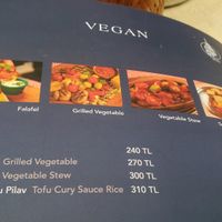 Vegan menu at Galata Sokak Kulübü in Istanbul