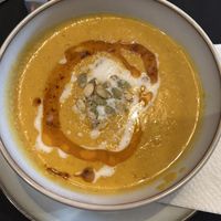 Seasonal pumpkin soup with red lentils  at Oleum in Baltimore