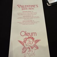 Menu  at Oleum in Baltimore