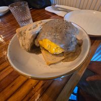 Biscuits with sausage and gravy. Unbelievably delicious! at Oleum in Baltimore