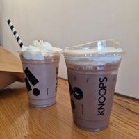 Ice chocolate with soya milk (right hand side) at Knoops in Edinburgh