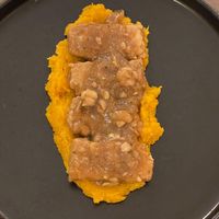 temphe autoprodotto su crema di zucca   at Cinque Sapori in Bologna