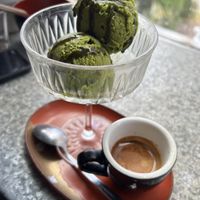 Vegan matcha ice cream affogato   at Hinata Cafe in Fremantle