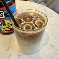 Iced latte with oat milk and caramel syrupp  at Fer Koffie in Leeuwarden