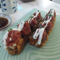 Tempura cheese roll at The Vegan Roll in Madrid