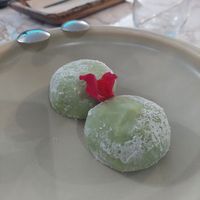 Matcha tea daifuku at The Vegan Roll in Madrid