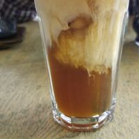 Coffee with soy milk at The Green Bean Coffee Shop in Yerevan