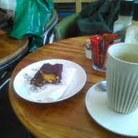 Lovely short chocolate cake and tea at Bullet Coffee House and Eatery in Hastings