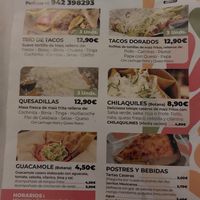 Small part of the menu at TACOS POINT in Unquera