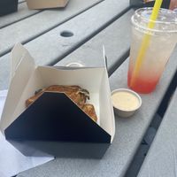 Same sandwich and a sparkling bubble lemonade   at Chameleon Cafe in Akron