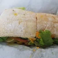 Vegan Pastrami with so many veggies on vegan ciabatta at Nature's Goodness in Carmichael