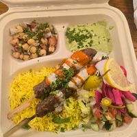 Plant based lamb plate at tahina in Alameda