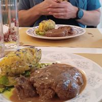 Lions mane steak at Barbarella PLANT Bistro in Ljubljana