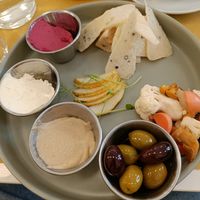 Cheese and spreads platter at Barbarella PLANT Bistro in Ljubljana