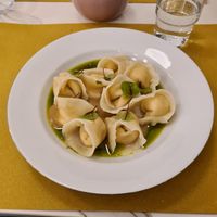 Homemade tortellini with hazelnut at Barbarella PLANT Bistro in Ljubljana