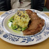 Lion's mane steak at Barbarella PLANT Bistro in Ljubljana