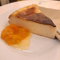 Vegan Basque cheesecake with kamquat marmalade at Barbarella PLANT Bistro in Ljubljana