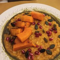 Pumpkin risotto at Barbarella PLANT Bistro in Ljubljana