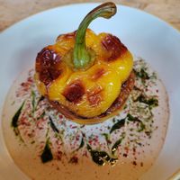 Stuffed pepper with freekah, tahini and sumac at Cantina in Ventnor