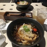Soy Sauce Ramen + Banana Rice Milk and Craft Cola  at TOSSO Hoba in Tokyo