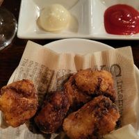 Vegan soy chicken with vegan mayo at bar thumbs up! in Gifu