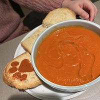 Tomato Soup. Paprika powder on the bread design .  at Katzentempel - Trier  in Trier