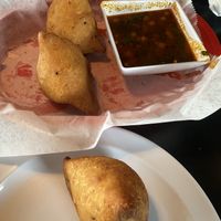 Somosa   at Momo House in Akron