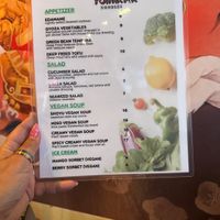 Vegan menu  at Yohama Noodles in Las Vegas