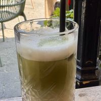 Matcha oatmilk raspberry   at Bospaviljoen De Norgerberg in Norg