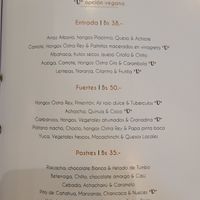 Menú at LEMURIA in La Paz