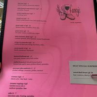 Menu -April 2024. It will change frequently   at Fancy's in Burlington