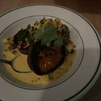 Sweet potato in a coconut curry broth  at Fancy's in Burlington