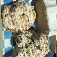 Raspberry scone, cookies n cream scone, and lemon Bundt cake   at Urban Foxes in Jackson