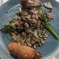 Porcini mushrooms in strudel, wild broccoli & sauteed champignons (tasty but.oily!) at Blausee Hotel & Spa in Bern