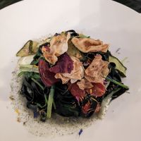 Black tagliatelle w veggies (bland, watery) at Blausee Hotel & Spa in Bern