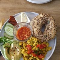 Bagel breakfast at Vegan Backyard in Berlin