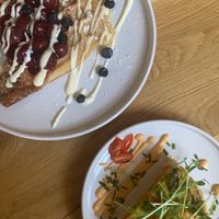 Waffle and quiche   at Vegan Backyard in Berlin