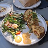 Cheese toast was heavenly!! at Vegan Backyard in Berlin