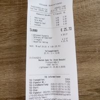 Receipt  at Vegan Backyard in Berlin