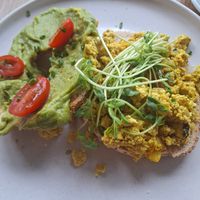 Avocado Scramble Bagel at Vegan Backyard in Berlin