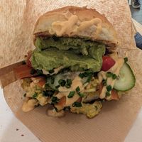 V(eggdrop) sandwich with avocado at Vegan Backyard in Berlin