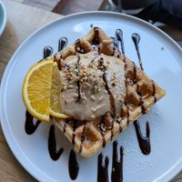 Waffle with bueno-creme: 5/5 at Vegan Backyard in Berlin