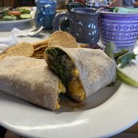Vegan Millrock wrap with eggplant, vegan cheese, and mushrooms. It’s so good!  at Catskill Mountain Country Store & Restaurant in Windham